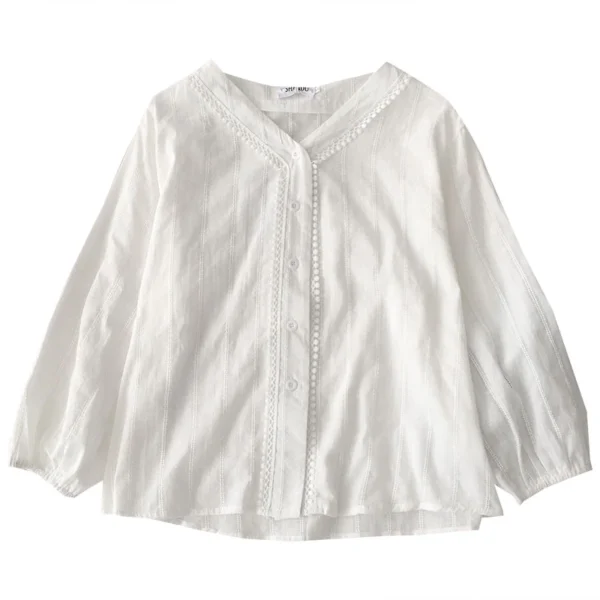1425459d285c9db0c8122c377d8c4f54.webp korean style women ladies lace long sleeve v neck loose shirt blouse baju baju wanita lengan panjang
