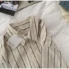Korean Style Women Ladies Loose Vintage Long Sleeve Shirt Blouse