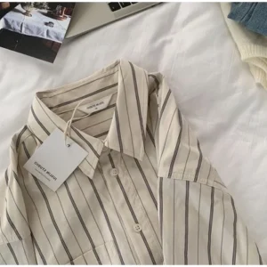 Korean Style Women Ladies Loose Vintage Long Sleeve Shirt Blouse