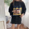 korean style women ladies short sleeve shirt blouse baju wanita lengan panjang