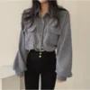 3965487c7bfdc5bf5770be7e5e111de0.webp Korean Style Women Ladies Loose Long Sleeve Shirt Blouse Baju Baju Wanita Lengan Panjang