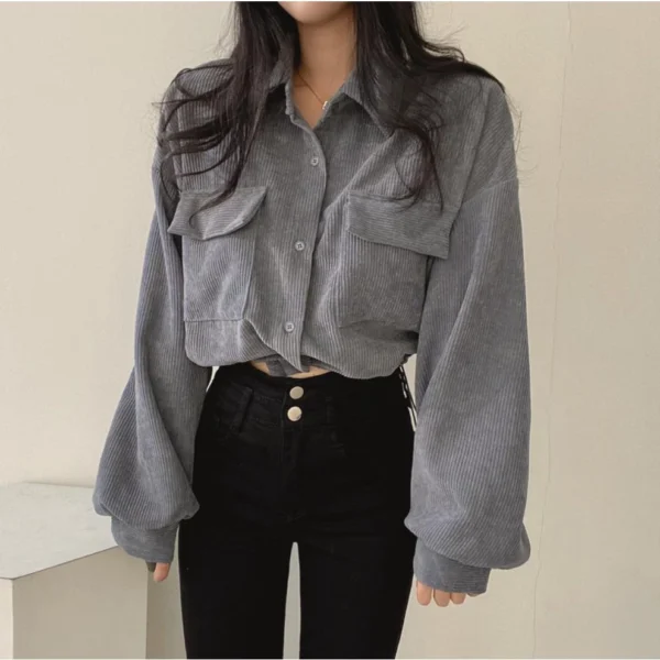 3965487c7bfdc5bf5770be7e5e111de0.webp Korean Style Women Ladies Loose Long Sleeve Shirt Blouse Baju Baju Wanita Lengan Panjang