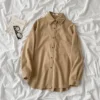 Korean Style Women Ladies Loose Oversize Baggy Thicker Long Sleeve Shirt Blouse Baju Baju Wanita Lengan Panjang