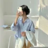 563372cb970a843281b441cb0f71b696.webp Korean Style Women Ladies Loose Long Sleeve Shirt Blouse Baju Baju Wanita Lengan Panjang