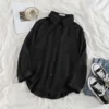 Korean Style Women Ladies Loose Long Sleeve Shirt Blouse Baju Baju Wanita Lengan Panjang