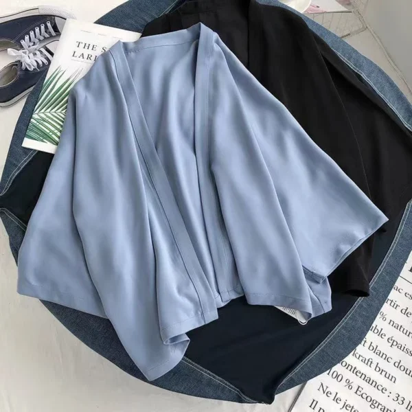 655d125080e8cc654cb5ef435c0e2b60.webp Korean Style Women Ladies Chiffon Retro Boho Plain Hippie Summer Cardigan Kimono