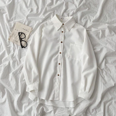 Korean Style Women Ladies Loose Oversize Baggy Thicker Long Sleeve Shirt Blouse Baju Baju Wanita Lengan Panjang