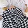 a721d016d6833fb7e0034e5518dcb741.webp Korean Style Women Ladies Loose Vintage Plaid Long Sleeve Shirt Blouse Baju Baju Wanita Lengan Panjang