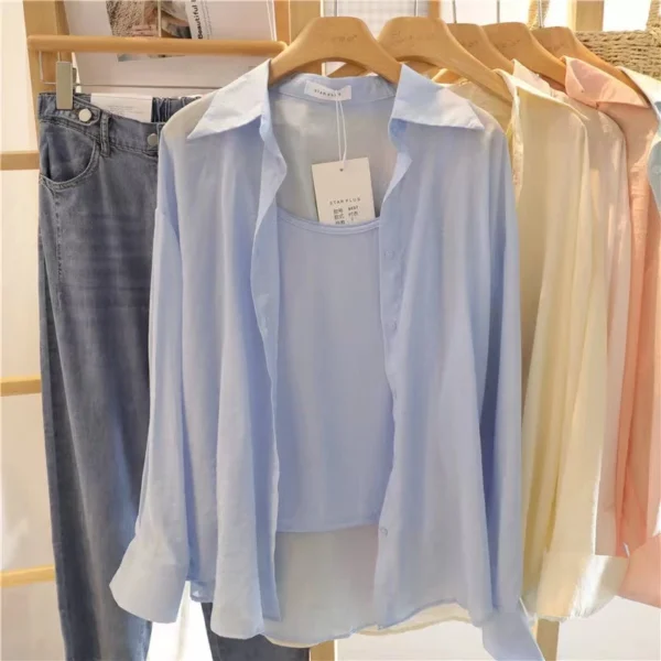 bd390af708744e45d80684b58f0e9d4f.webp Korean Style Women Ladies Loose Long Sleeve Shirt Blouse Baju Baju Wanita Lengan Panjang