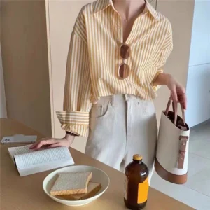 cn-11134207-7r98o-luozlrzv8n4u1c.webp Korean Style Women Ladies Loose Long Sleeve Shirt Blouse Baju Baju Wanita Lengan Panjang