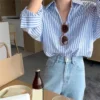 Korean Style Women Ladies Loose Long Sleeve Shirt Blouse Baju Baju Wanita Lengan Panjang