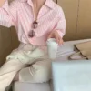 Korean Style Women Ladies Loose Long Sleeve Shirt Blouse Baju Baju Wanita Lengan Panjang