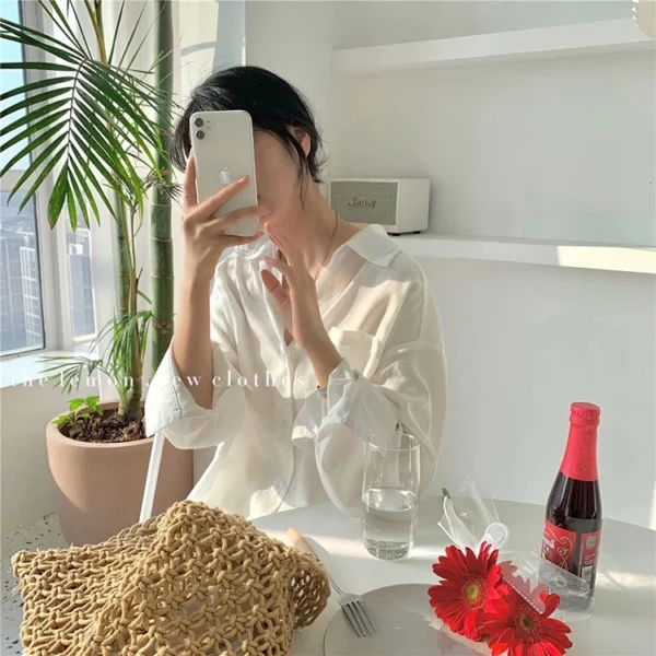 d8ad614de7590666f539324c1db9a72f.webp Korean Style Women Ladies Loose Long Sleeve Shirt Blouse Baju Baju Wanita Lengan Panjang