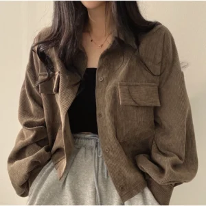 Korean Style Women Ladies Loose Long Sleeve Shirt Blouse Baju Baju Wanita Lengan Panjang