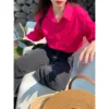 Korean Style Women Ladies Loose Long Sleeve Shirt Blouse Baju Baju Wanita Lengan Panjang