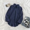 Korean Style Women Ladies Loose Long Sleeve Shirt Blouse Baju Baju Wanita Lengan Panjang