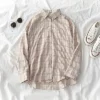 korean style women ladies long sleeve vintage plaid shirt blouse baju wanita lengan panjang